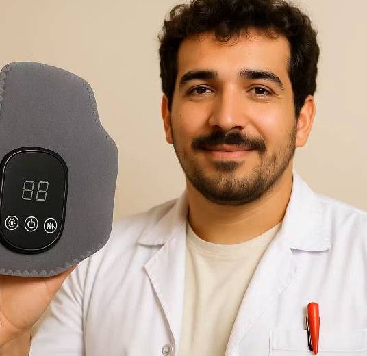 Medical specialist holding EMSense device